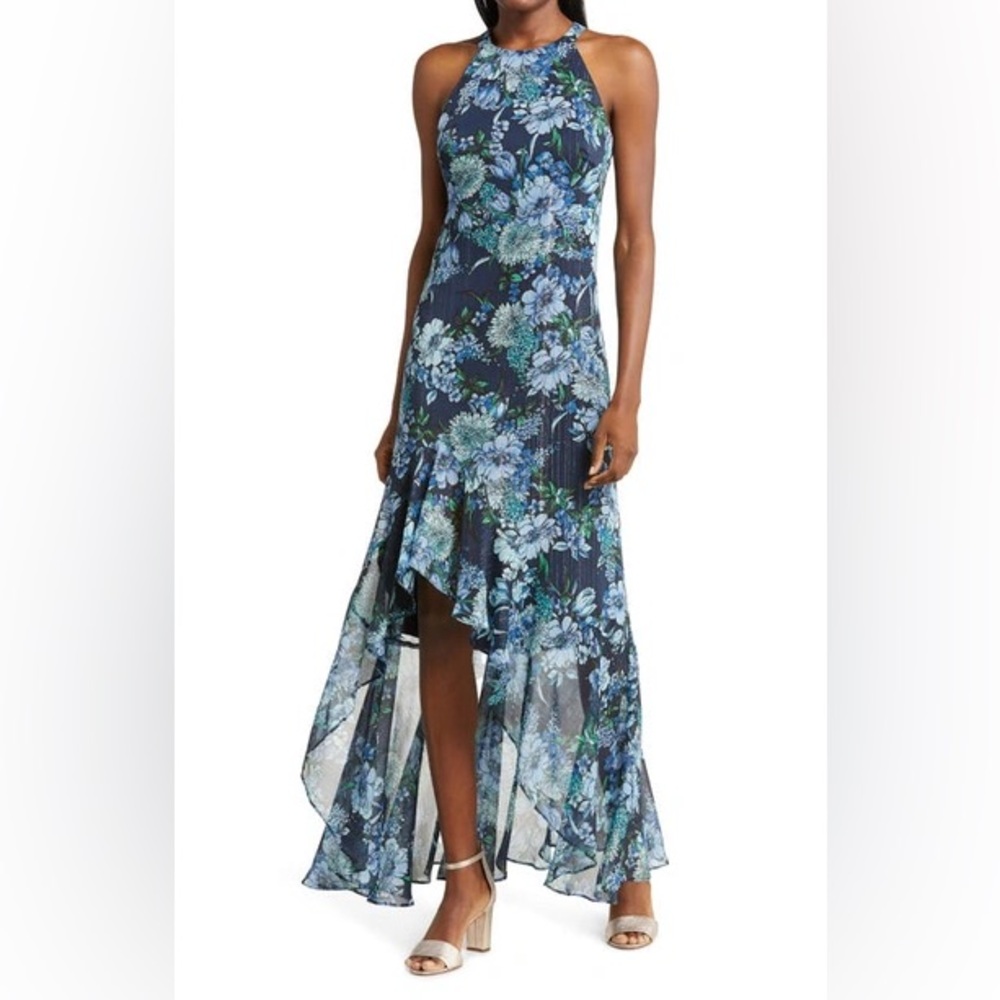 204-Vince Camuto Floral Blue Maxi Dress